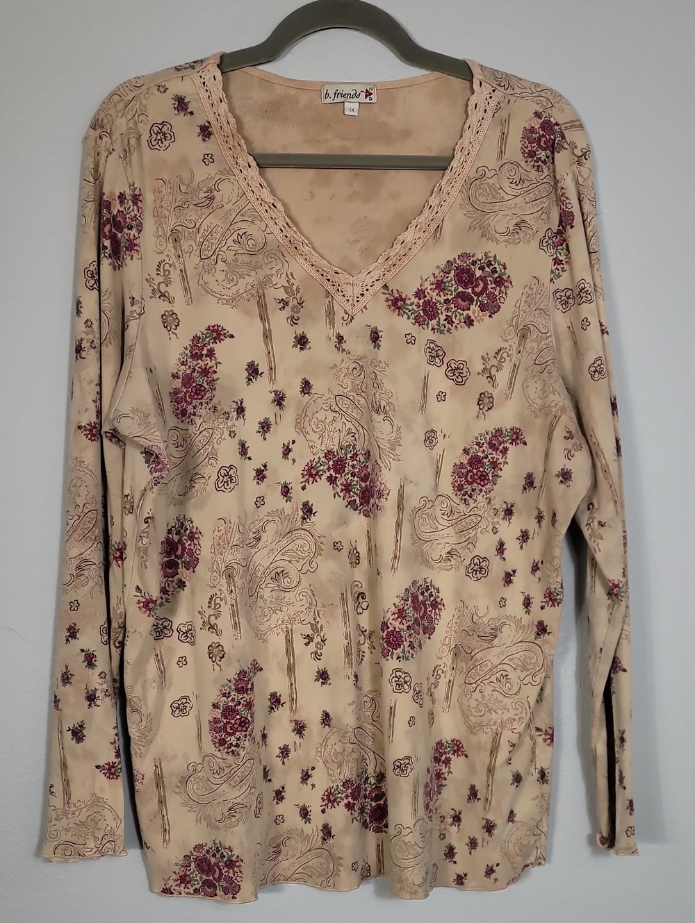 Vintage Bfriends Wearable Art Floral Shirt Size XL 90s Artsy Grunge Boho